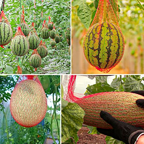 zaugontw resuable nylon mesh bags hanging watermelon nets bags thicker reusable fruit net bag for hanging watermelon honeydew melon vegetables 12pcs