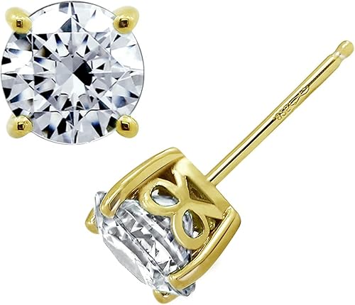 Tienda Collection Yellow Gold Plated, Platinum or Rose Gold Plated Sterling Silver Infinite Elements Cubic Zirconia Stud Earrings White, Blue,