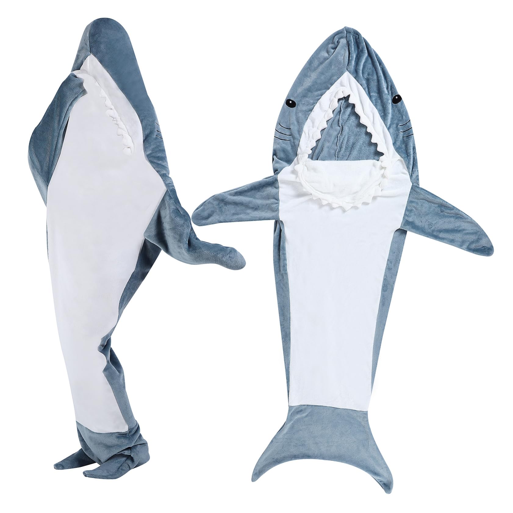 PRETYZOOM Shark Wearable Blanket Hoodie Flannel for Adults and Comfortable Loose Fit Detachable Shark Head Design Unique and Warm Winter Blanket for Cozy