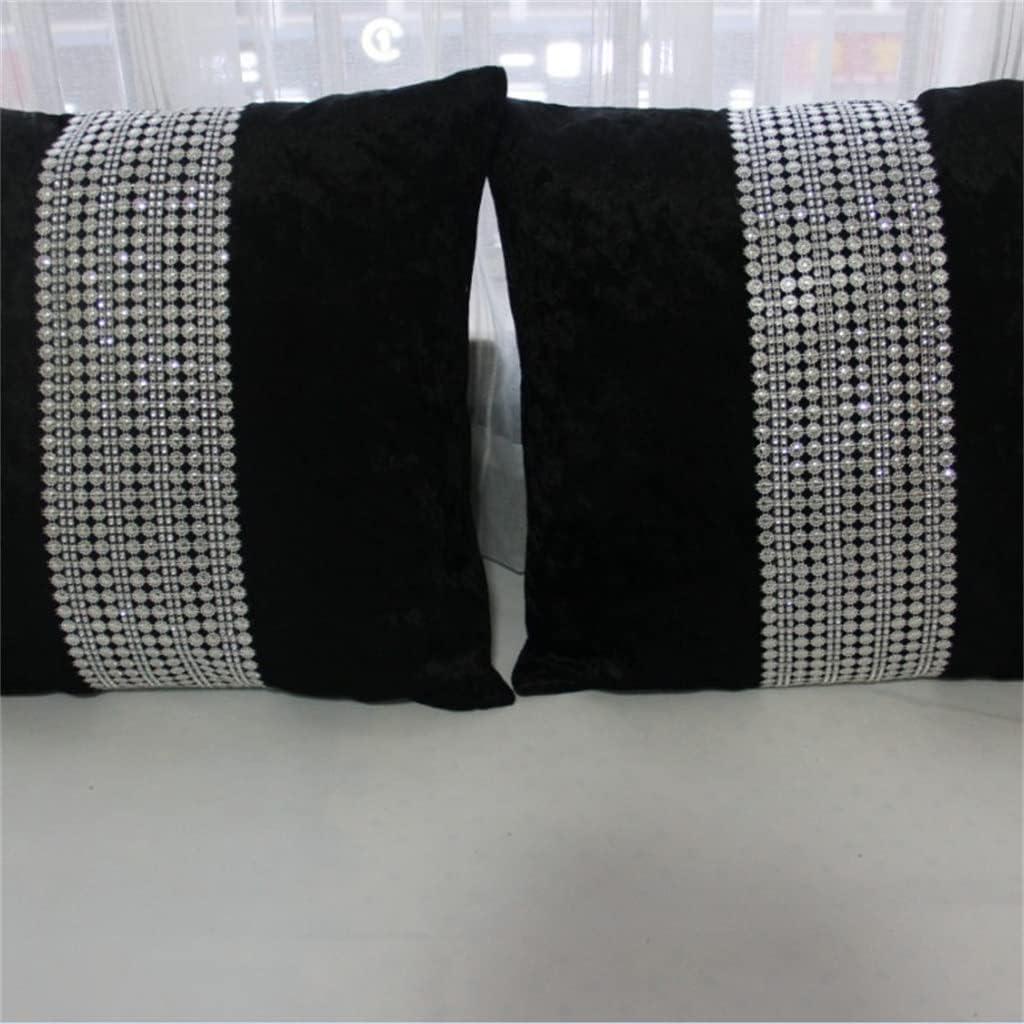 HBJWOV Decorative Diamond Setting Throw Pillow Cover Soft Flannel Pillowcase Home Decor(C)