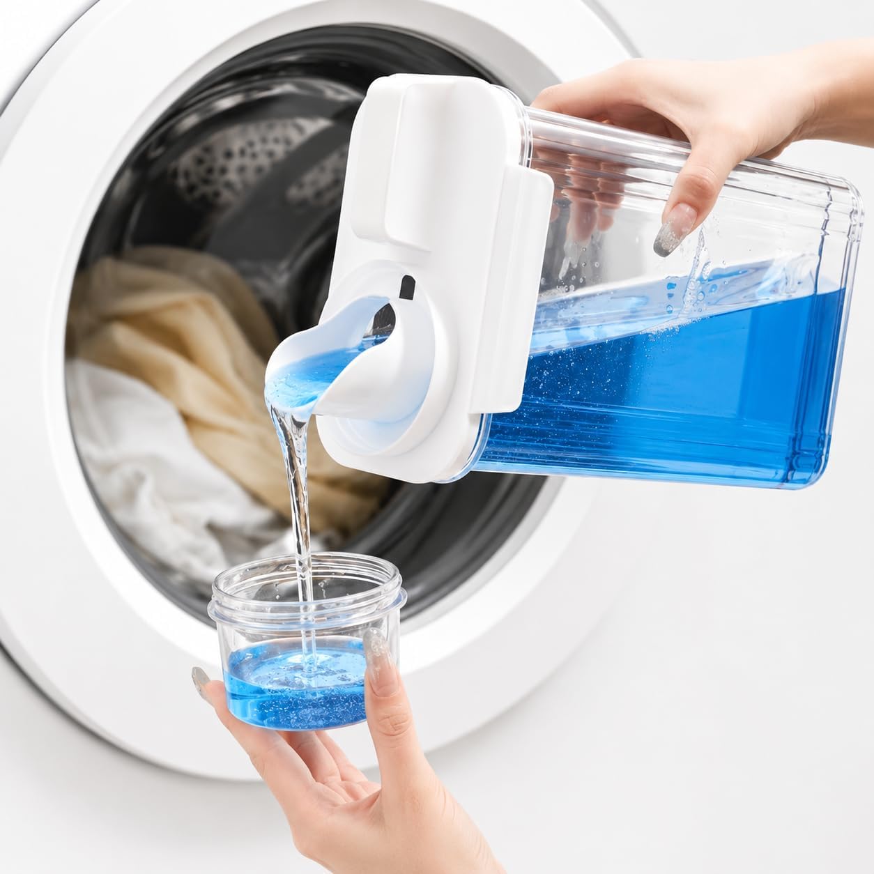 Laundry Detergent Dispenser for Liquid & Powder | Large Capacity Laundry Organizer Container with Measuring Cup | Leakproof Storage for Fabric Softener Detergent Refills (1800 ML)-image-8