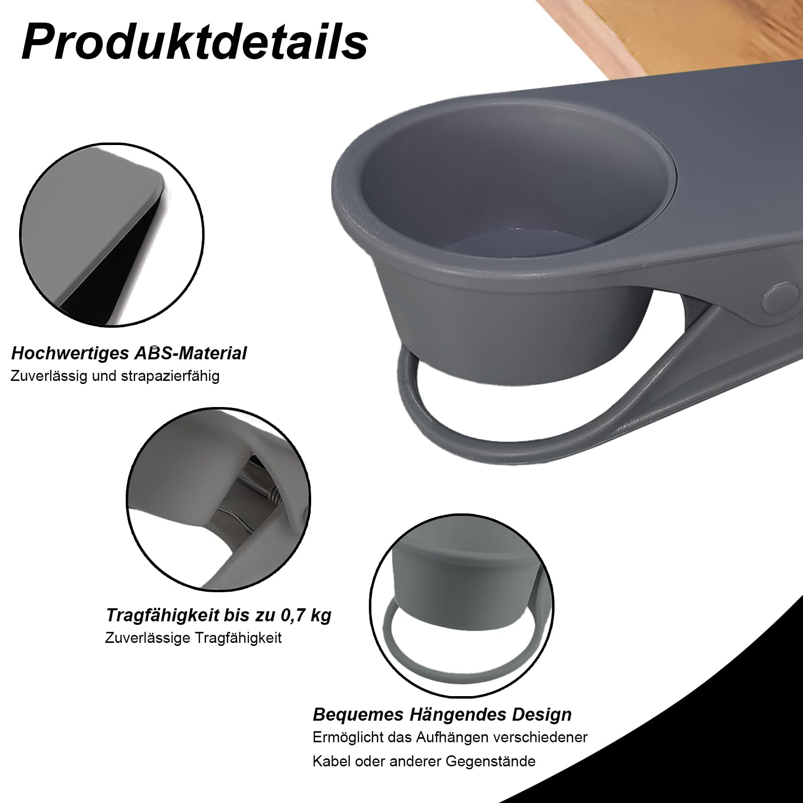 Porte-gobelet à clipser pour bureau, pince pour porte-gobelet, Porte-gobelet à pince pour bord de table, Accessoires de bureau, support de bouteille d'eau, rangement de tasses à pour le travail à domi Porte-gobelet à clipser pour bureau, pince pour porte-gobelet, Porte-gobelet à pince pour bord de table, Accessoires de bureau, support de bouteille d'eau, rangement de tasses à pour le travail à domi
