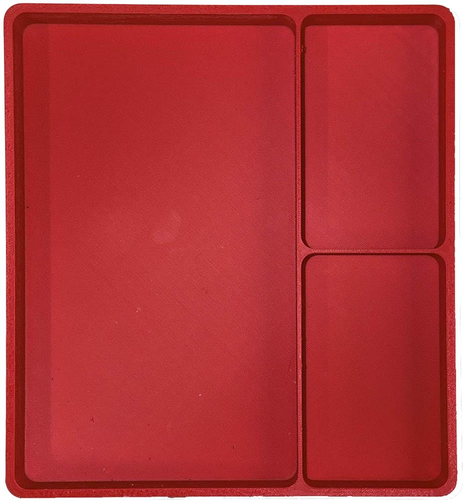 LPC DIRECT 3 Section Parts Tray for LEGO Building and Model Making (Red)
