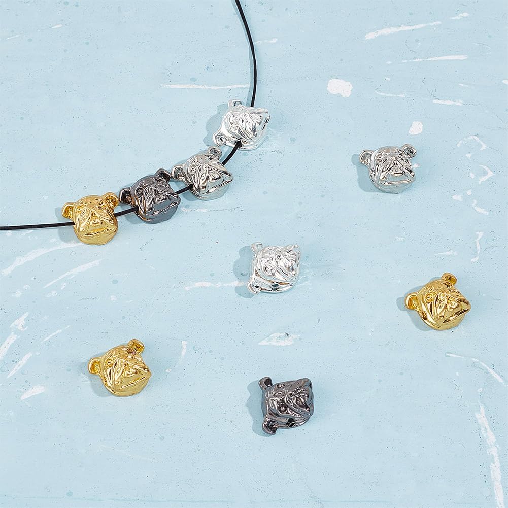 OLYCRAFT 12Pcs Bulldog Head Beads with 2mm Hole Golden/Platinum/Silver/Black Alloy Puppy Beads European Style Spacer Bead Animal Shaped Loose Bead for Necklace Bracelet Pendant Jewelry Accessories - Image 4