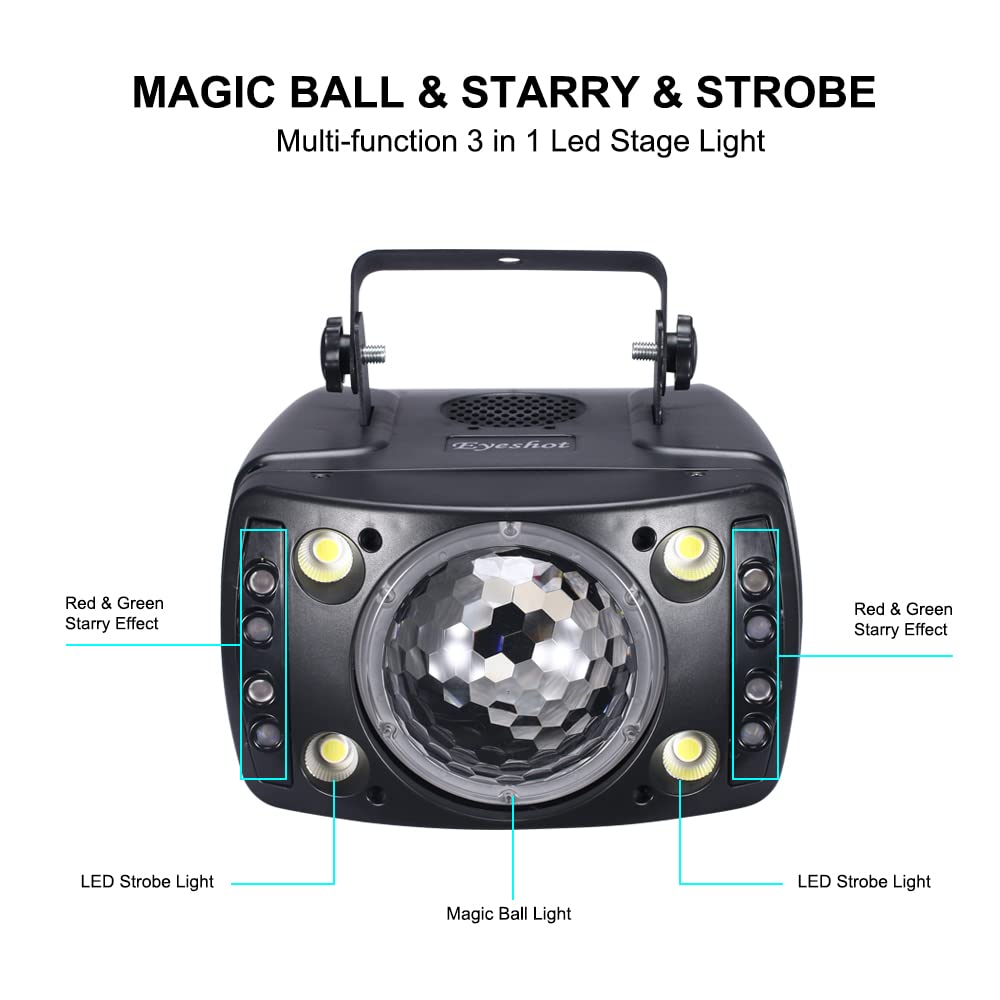 Luce DJ 5 In 1 Eyeshot – Con Audio, Palla Rotante, Laser Rosso/verde, Strobo E UV – Per Feste, Club E Palco
