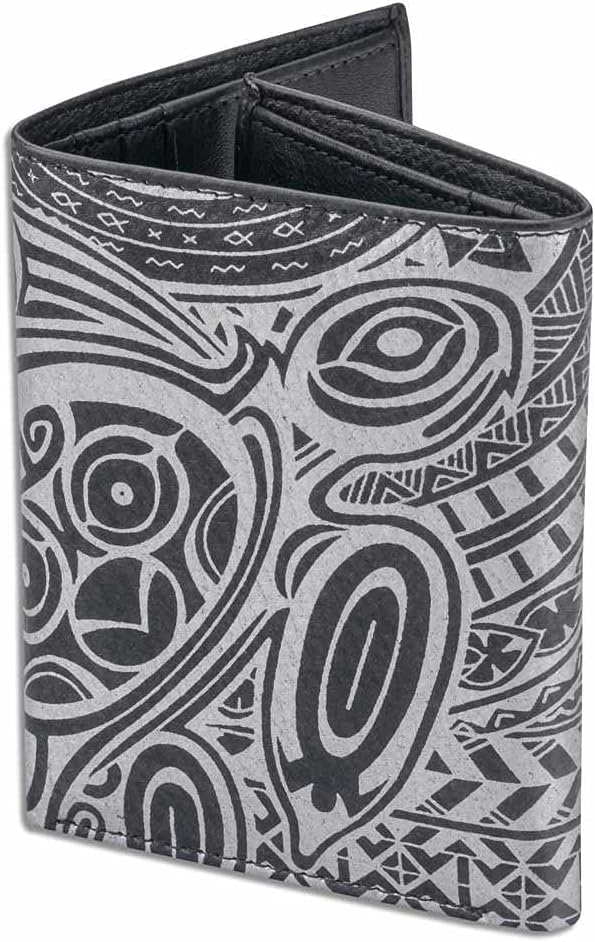 NA KOA Hawaiian Turtle Tattoo Trifold Wallet, Genuine Leather, "Ohana" Tattoo art by Samson Harp (Black) from