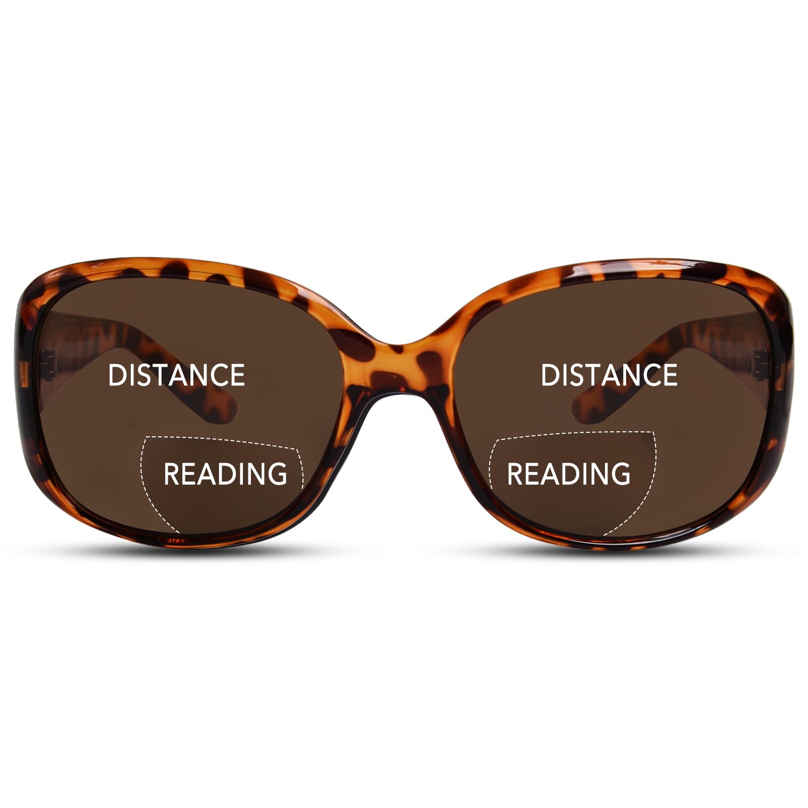 YUKANG Bifocal Reading Sunglasses Womens, Oversized Square Sun Readers Outdoor Reading Glasses UV400 Protection/Anti Glare