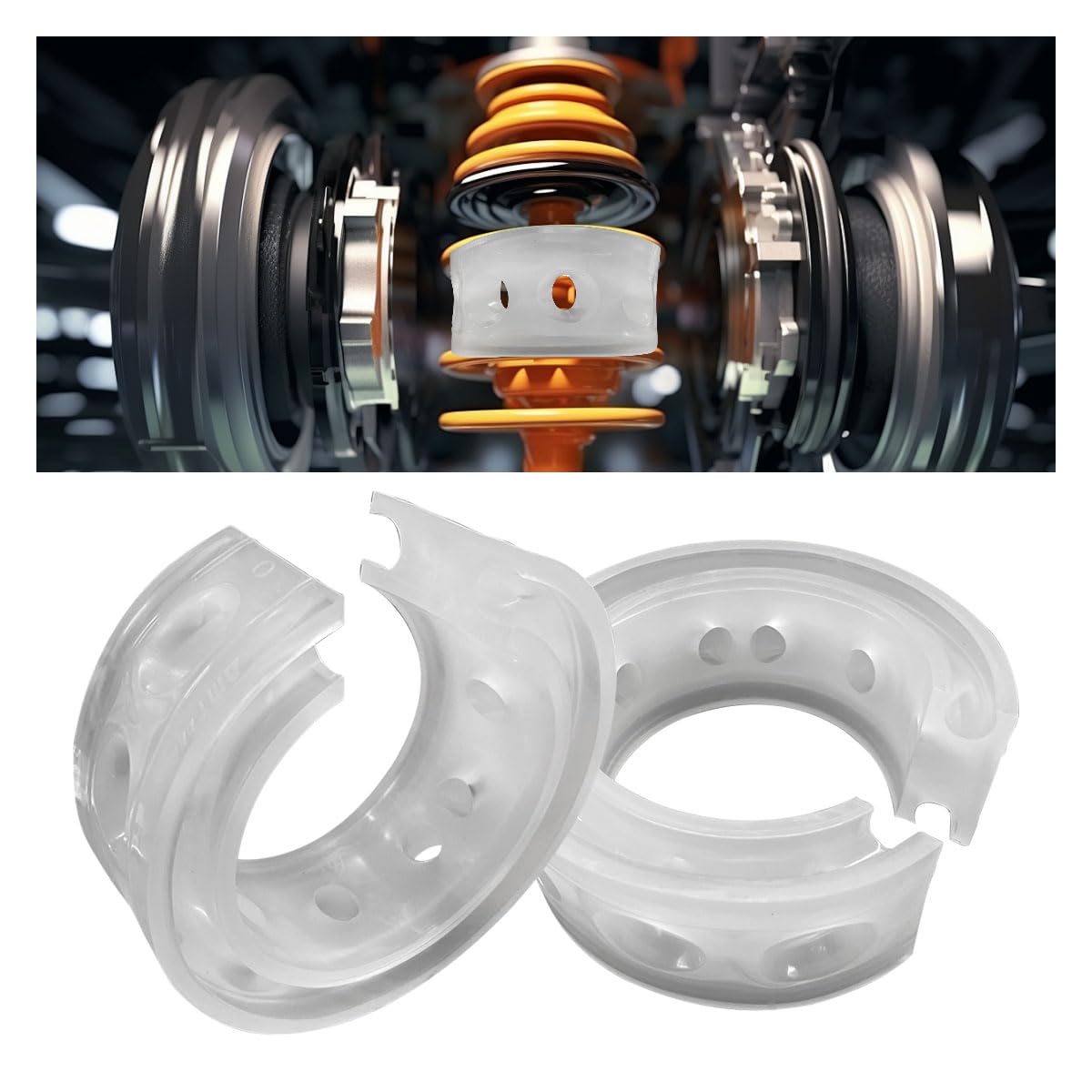 2PCS Car Suspension Shock Absorber, A Type Rubber Spring Booster Auto Buffers Power Cushion, Universal Car Spring Bumpers (A Type)