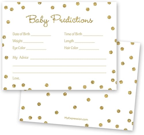 MyExpression.com 48 Cnt Gold Glitter Graphic Dots Tarjetas de predicción para bebés - Blanco