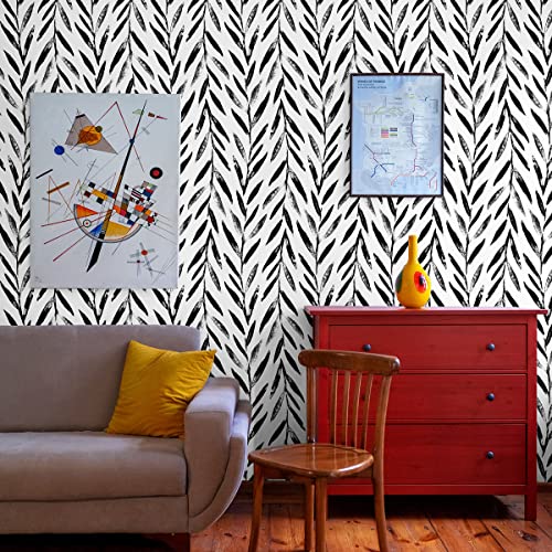 Wudnaye Black And White Peel And Stick Leaf 17.7 Inch × 118.1 Inch Black And White Contact Paper For Bathroom Self Adhesive Decorative Wall Paper #TOP6