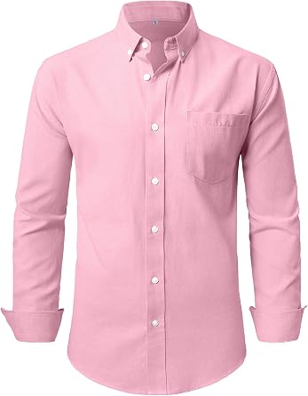 JEMLDL Mens Oxford Long Sleeve Button Down Shirt Casual Dress Shirts