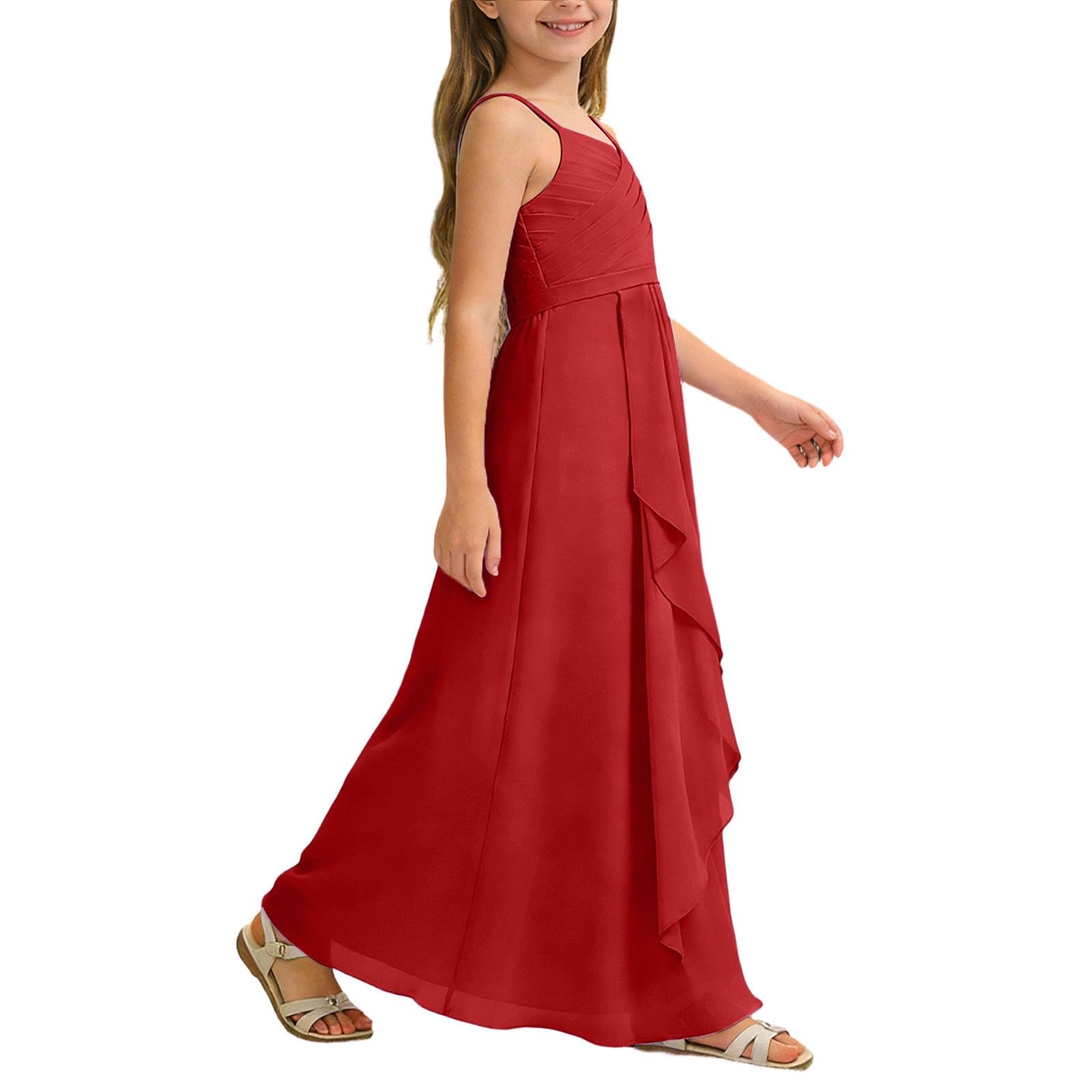 Vestiti Bambina Elegante,Abito da Sera Ragazza,Lungo in Chiffon Svolazzante Ragazze Damigella d'Onore Junior Sposa Cerimonia
