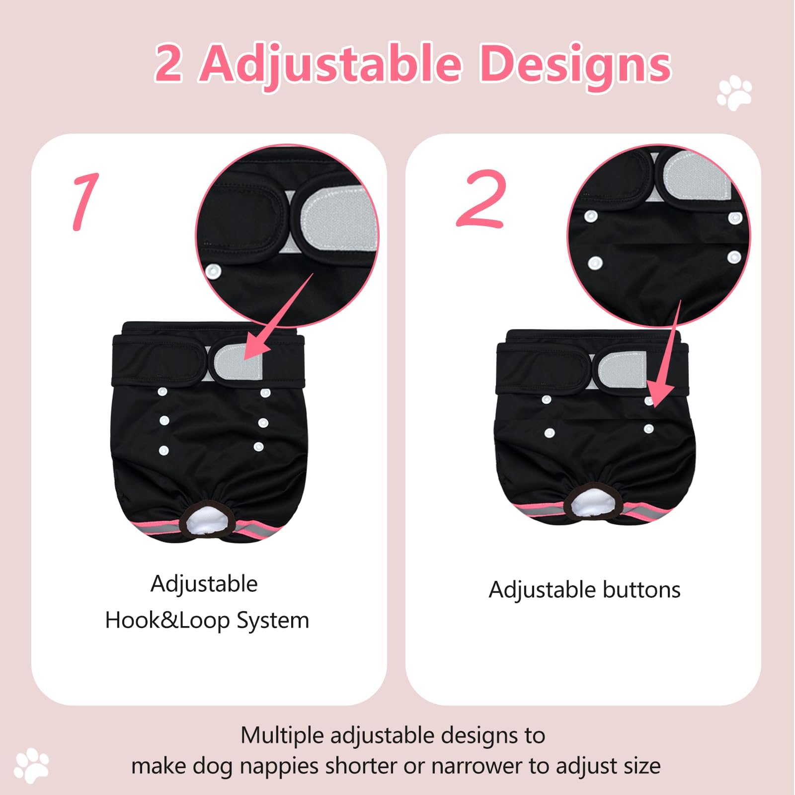 3pcs Couches Chien Lavable Femelle Couches pour Chien incontinente Réutilisables Culotte Hygiénique Chien Femelle Incontinence Culotte Chiennes Chaleurs Lavable Female Dog Diaper L