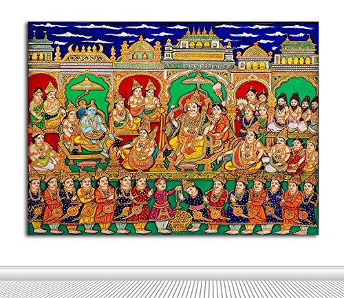 Image of Tamatina Kalamkari Art Canvas Painting|The King |Size-13X10 Inches.j43