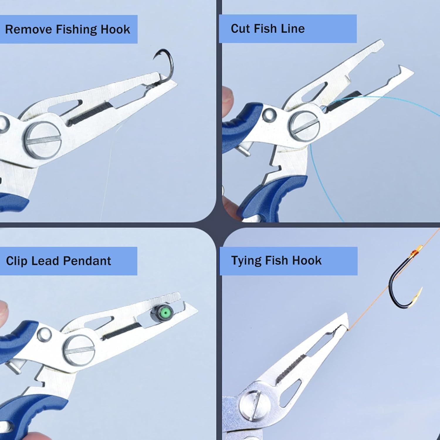 VAYINATO® Fishing Pliers, Multifunctional Tool for Hook Removal, Line Cutting, Split Ring | Lightweight & Ergonomic Grip | Rust Resistant | Easy to Use for Fishmen By Petzlifeworld