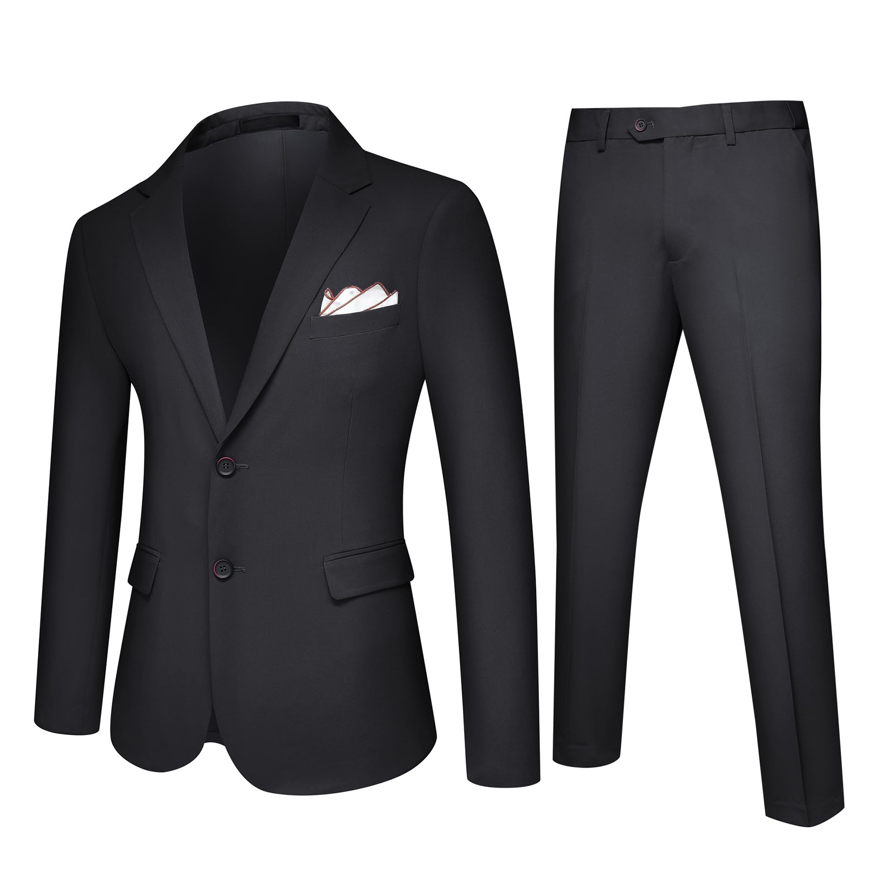 Allthemen Abito da Uomo Elastico 2 Pezzi Completo da Uomo Tinta Unita con Due Bottoni Slim Fit (Blazer + Pantaloni) Suit da Lavoro Business