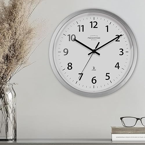 Miniatura 2 de Presentime & Co Reloj de pared atómico de 12 pulgadas, silencioso, sin ticks, se ajusta automáticamente y se ajusta al horario de verano por WWVB,