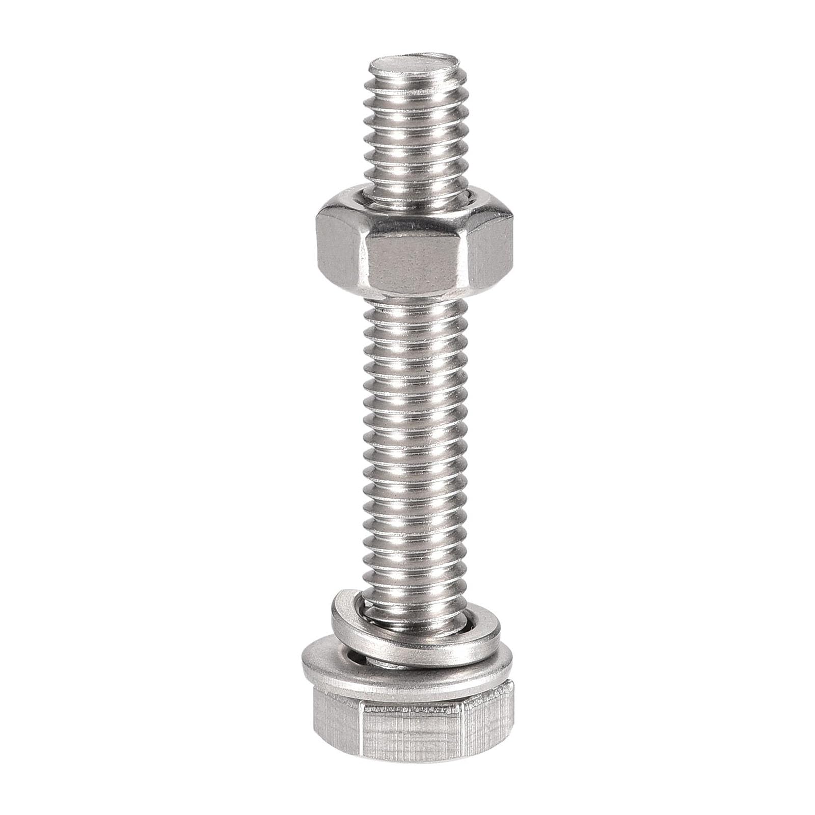 TA-VIGOR 10Pcs M6 x 35mm Hex Head Screws Bolts, Nuts, Flat & Lock Washers Kits, Fully Thread Hexagon Bolts - Image 4