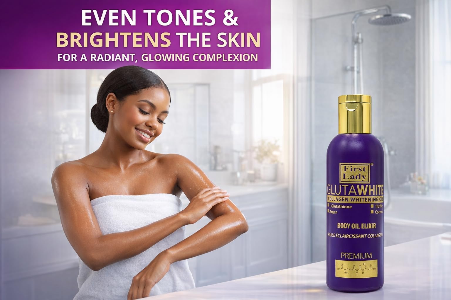 glutathione coconut oil First Lady Premium Glutawhite Collagen Skin Brightening Elixir Body 200ml - with L- Glutathione, Truffle, Argan & : Buy Online at Best Price in KSA Sun Protection Face Body