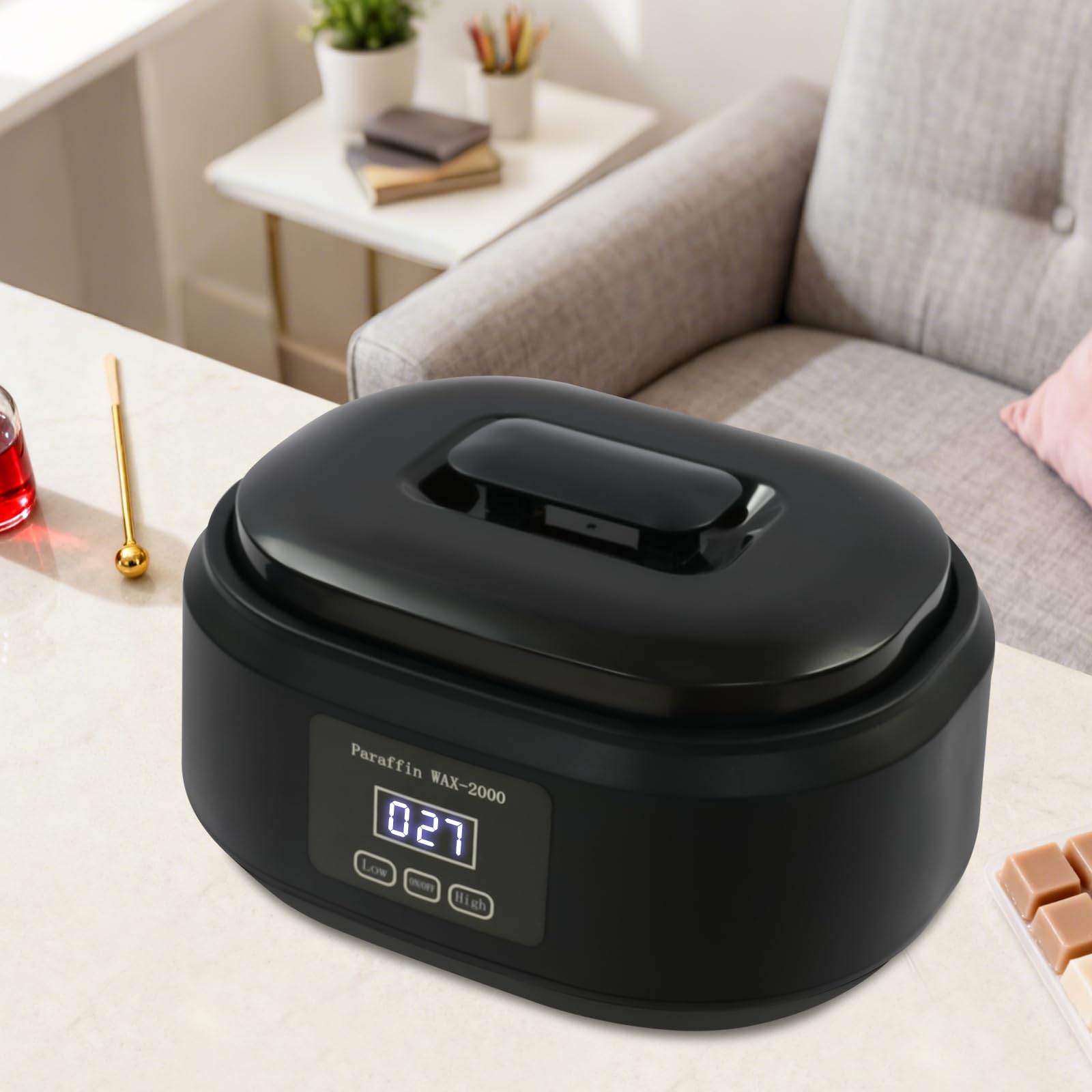 Baño de parafina para manos y pies, con pantalla táctil LED, capacidad de 3,4 l, calefacción rápida y protección contra sobrecalentamiento, para manos, cuidado de pies y fabricación de velas (negro)