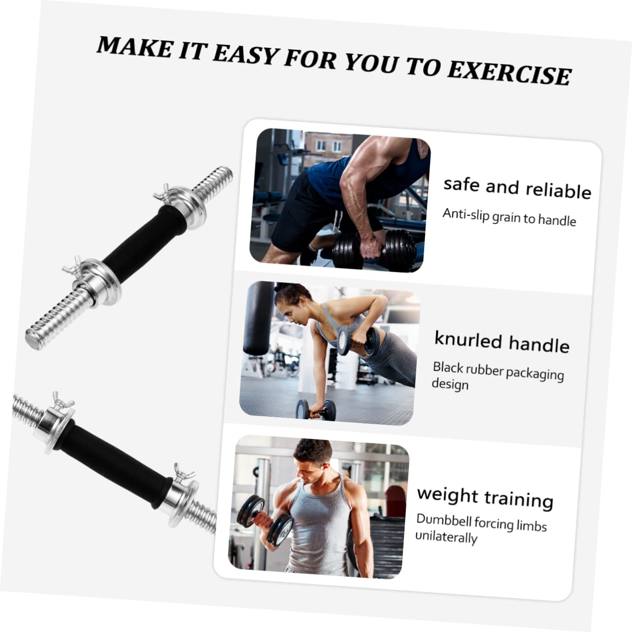 KESYOO Collars Dumbbell Bar Barbell Replacement Rod Electroplated Strong Grip Arm Strengthening