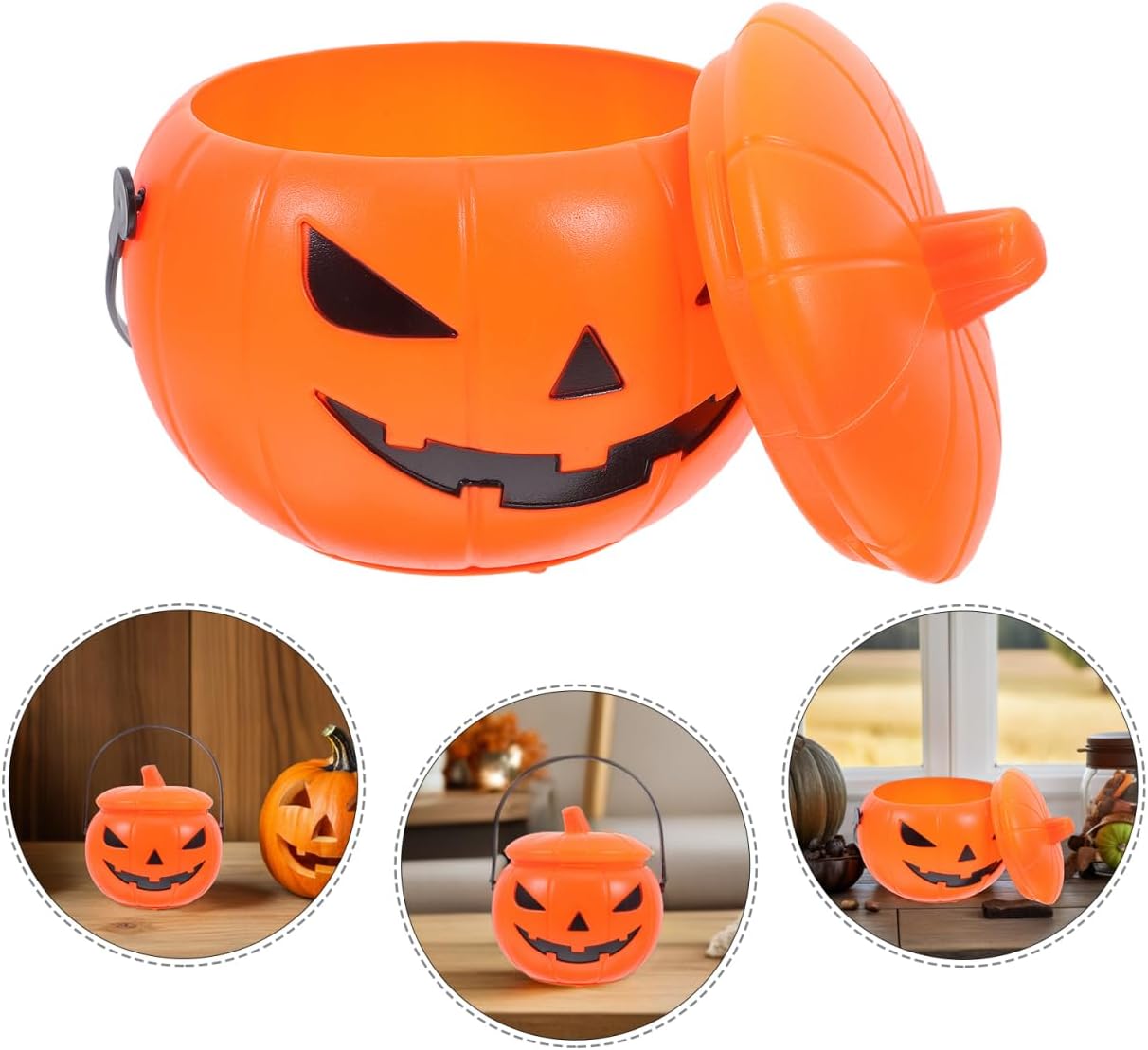 Unomor Light up Pumpkin Candy Bucket with Sound Plastic