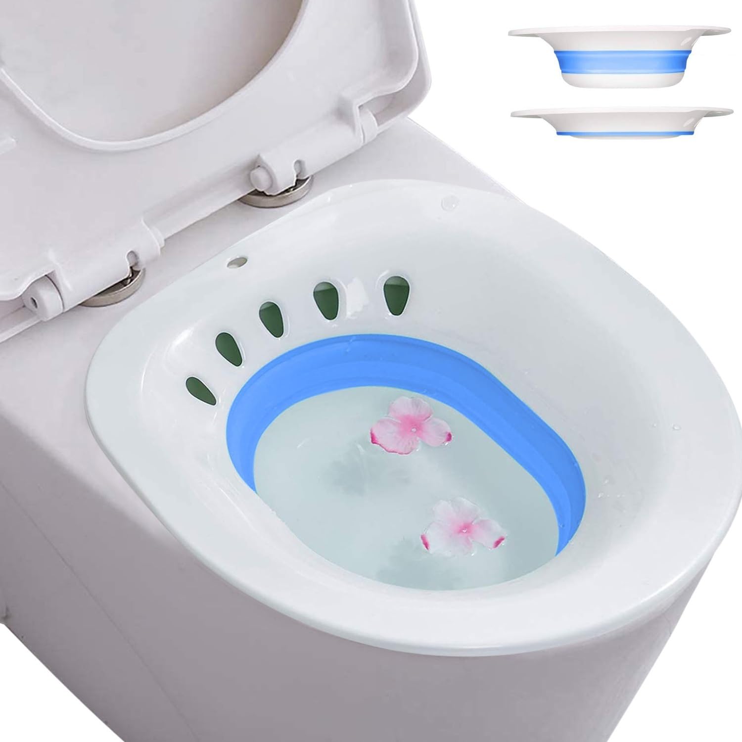 Baignoire de siège pour toilette, bidet Portable pour WC,Bassin de bain Sitz pliable,Bassine Bain de Siege, convient aux toilettes universelles