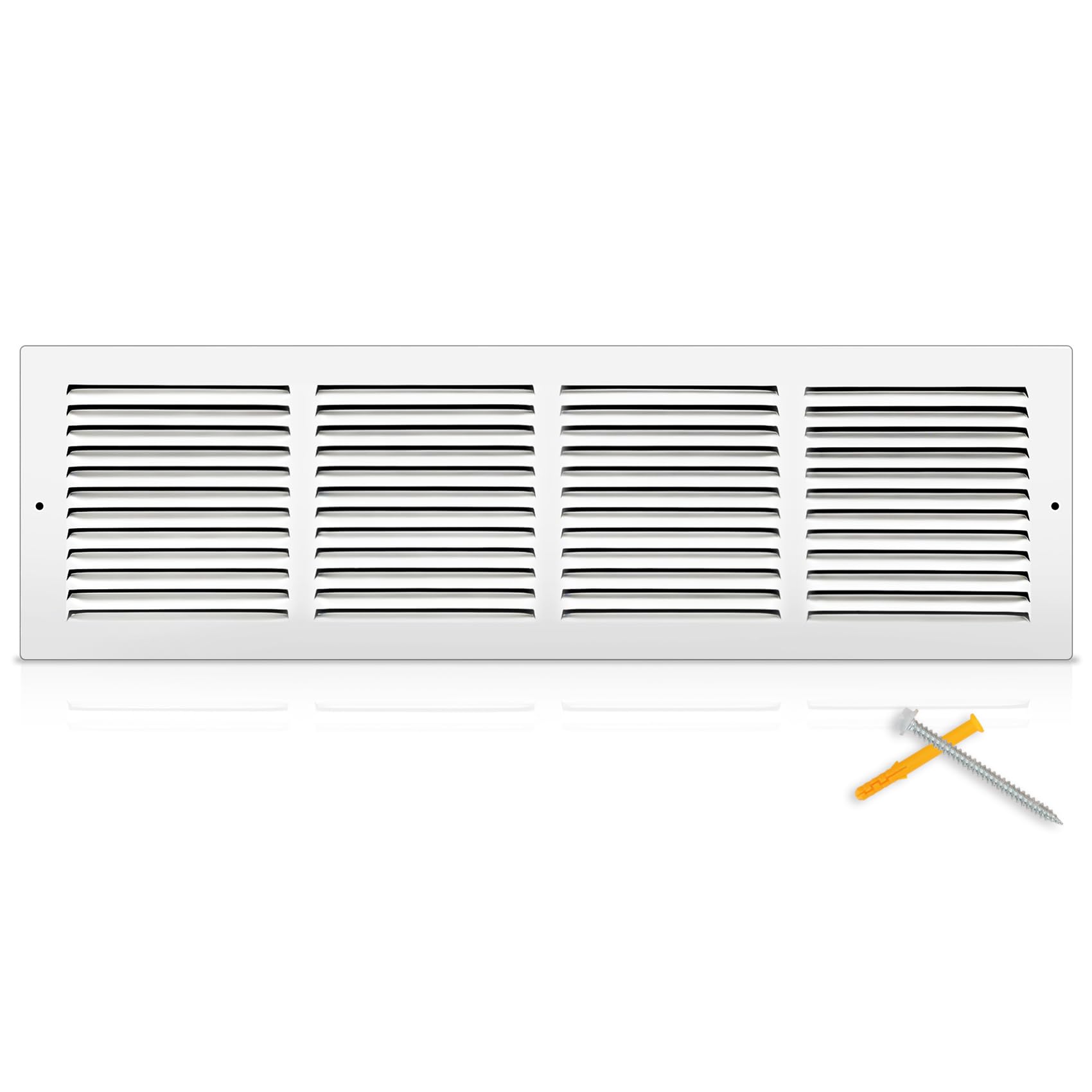 fancat 24x6 duct opening | steel return air grille | vent cover grill for sidewall and ceiling | hvac cold air intake grille | white | outer dimensions: 25.75"w x 7.75"