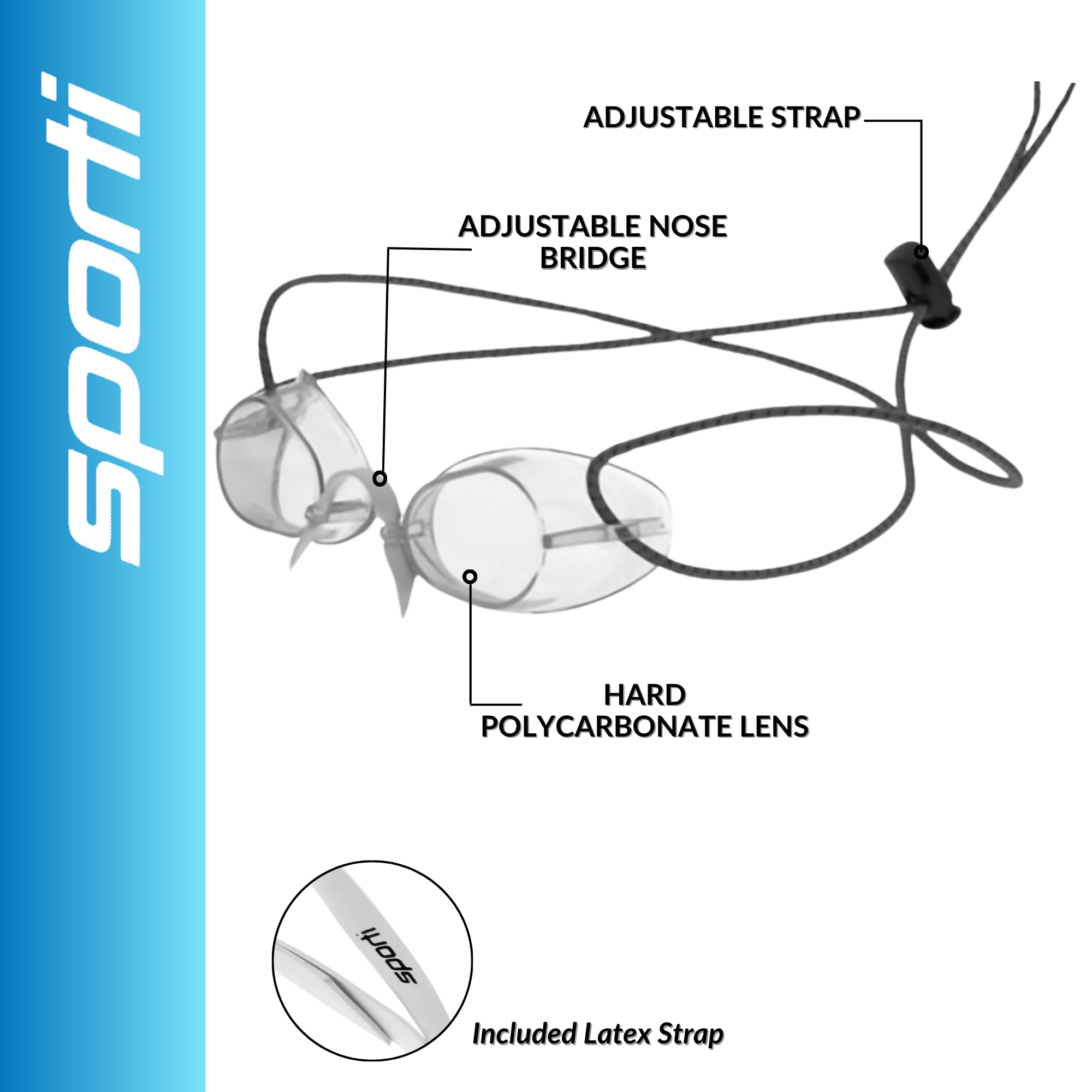 Sporti Antifog Swedish Goggle + Bungee Strap (Clear)