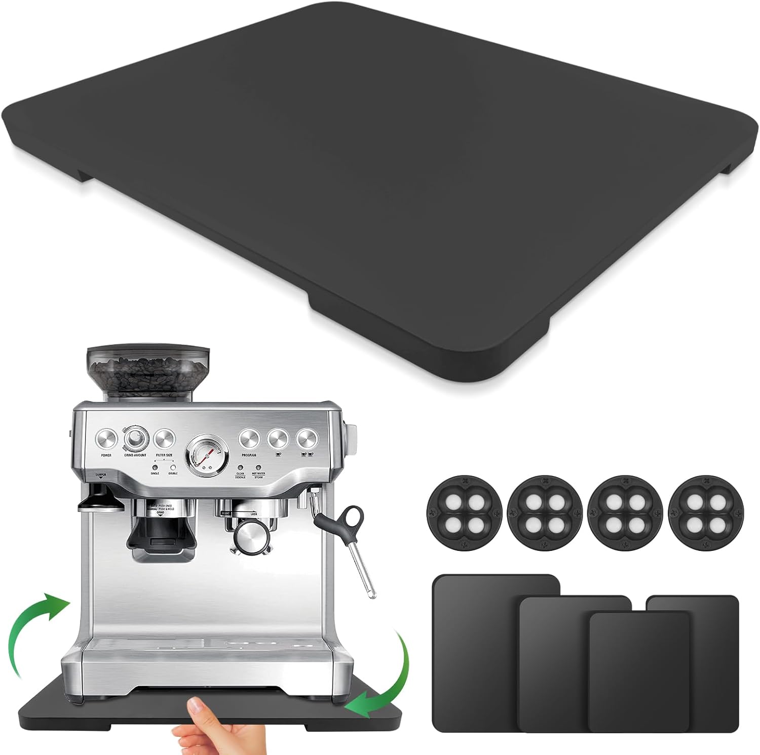 Appliance Slider 360° Rolling Tray for Coffee Maker Bamboo Coffee Pot Slider Tray for Countertop Rotation Sliding Tray with Wheels, Appliances Mat Easily from Under The Cabinet Black(15.7"×13")