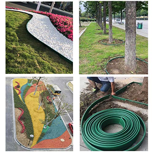 Flexible Kunststoff Garteneinfassungsleiste - Rasenkante Landschaftszaun mit Gliederschnallen zur einfachen Trennung von Gras und Stein und witterungsbeständig ideal für Gartenbegrenzungen