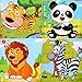 SIPLIV Puzzle in Legno Puzzle a 9 Pezzi Adatto per puzzle bambini 2-3 Anni,Set di 4, Foresta animali A