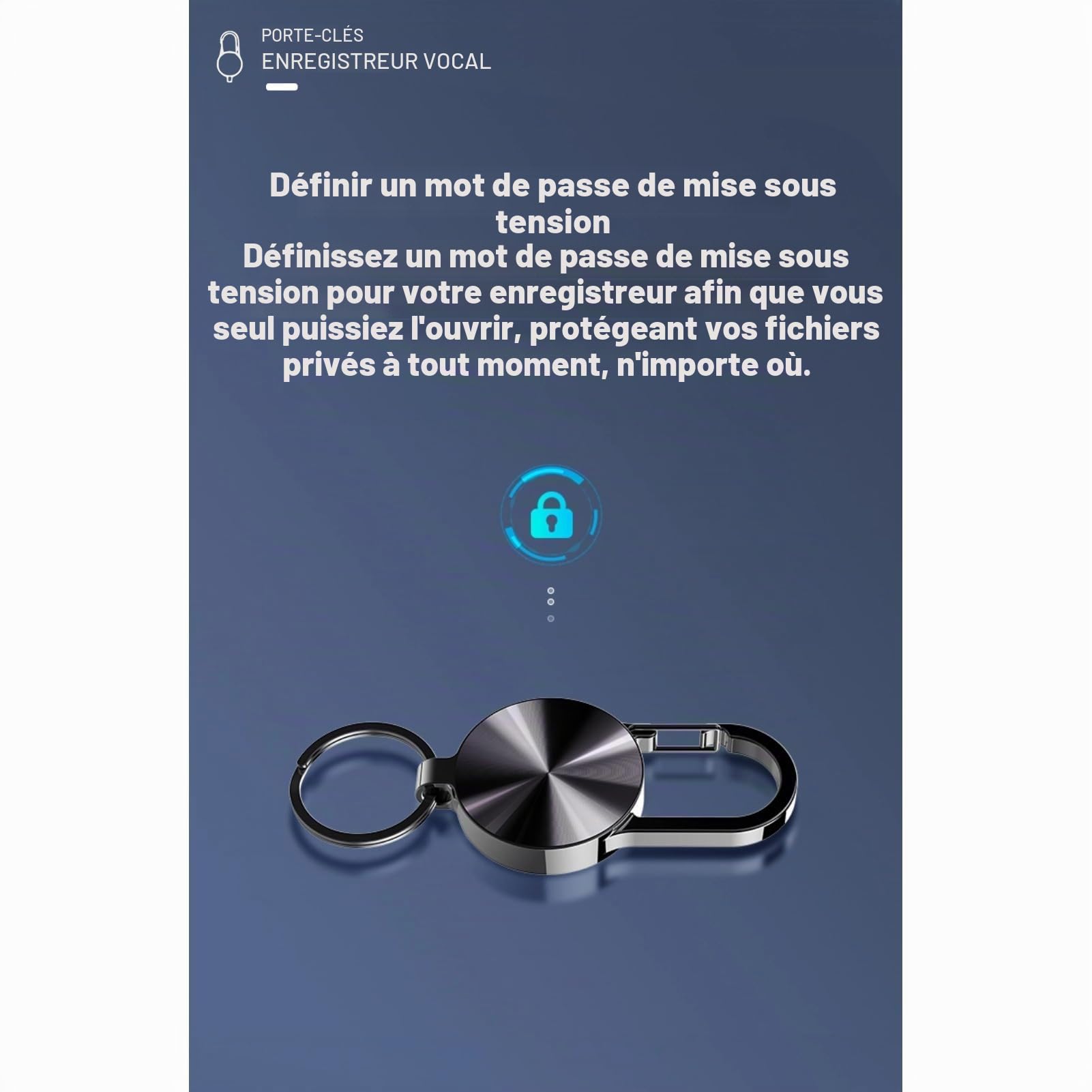 Enregistreur à Commande Vocale, Enregistreur de Poche, Conception de Mini Porte-clés, Réduction du Bruit HD sans Perte, Lecteur MP3, Cadre en Métal pour Réunions éducatives,