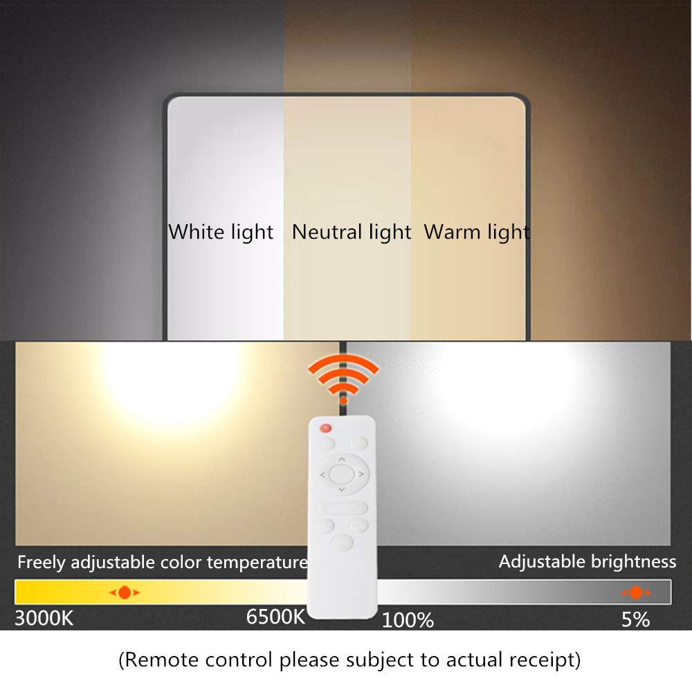 Plafón LED, 36W regulable, 3060lm, 3000-6500K, moderno plafón cuadrado ultrafino con control remoto, adecuado para baño, dormitorio, cocina, sala de estar, blanco, 40 * 40 * 5CM