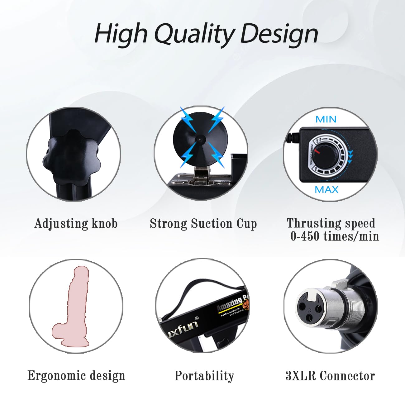 Dispositivo de máquina sexual para mujeres Consolador de máquina de amor de empuje automático Adaptador de ventosa de 3,5 pulgadas con 3 accesorios de conector XLR Máquina manos libres
