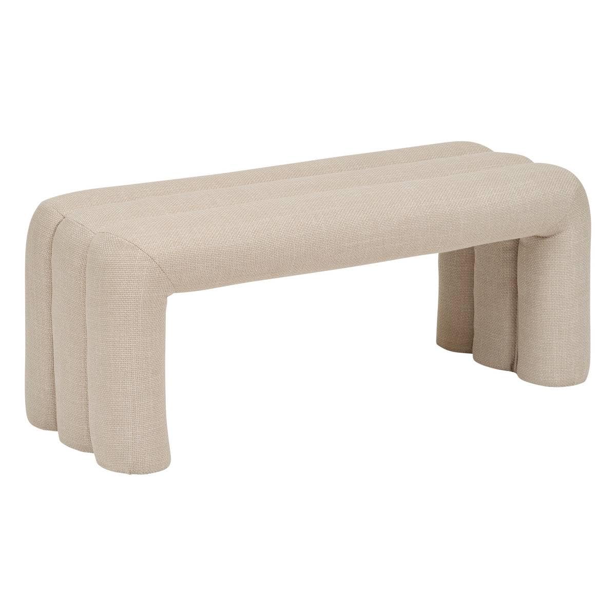Atmosphera - Banc Sisco – Bout de Lit Design Moderne en Tissu Argile – Assise Confortable Rembourrée – Structure Robuste Bois – 102x42cm, 2 Places