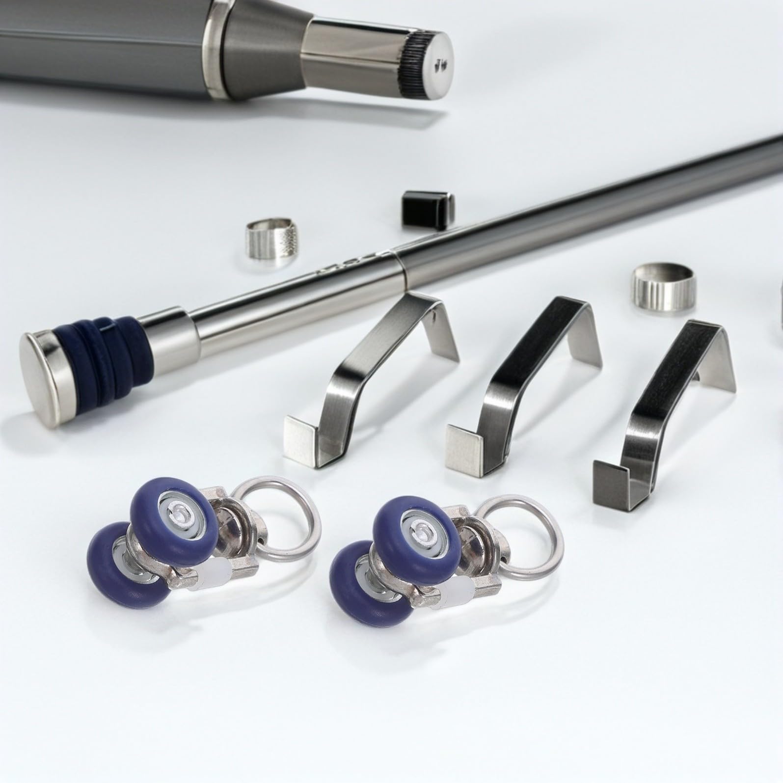 20 Rulli Scorrevoli per Tende in Acciaio Inossidabile e Plastica, Ruote per Binari Tende da Soffitto, Accessori Resistenti per Tessuti Pesanti e Uso Interno ed Esterno
