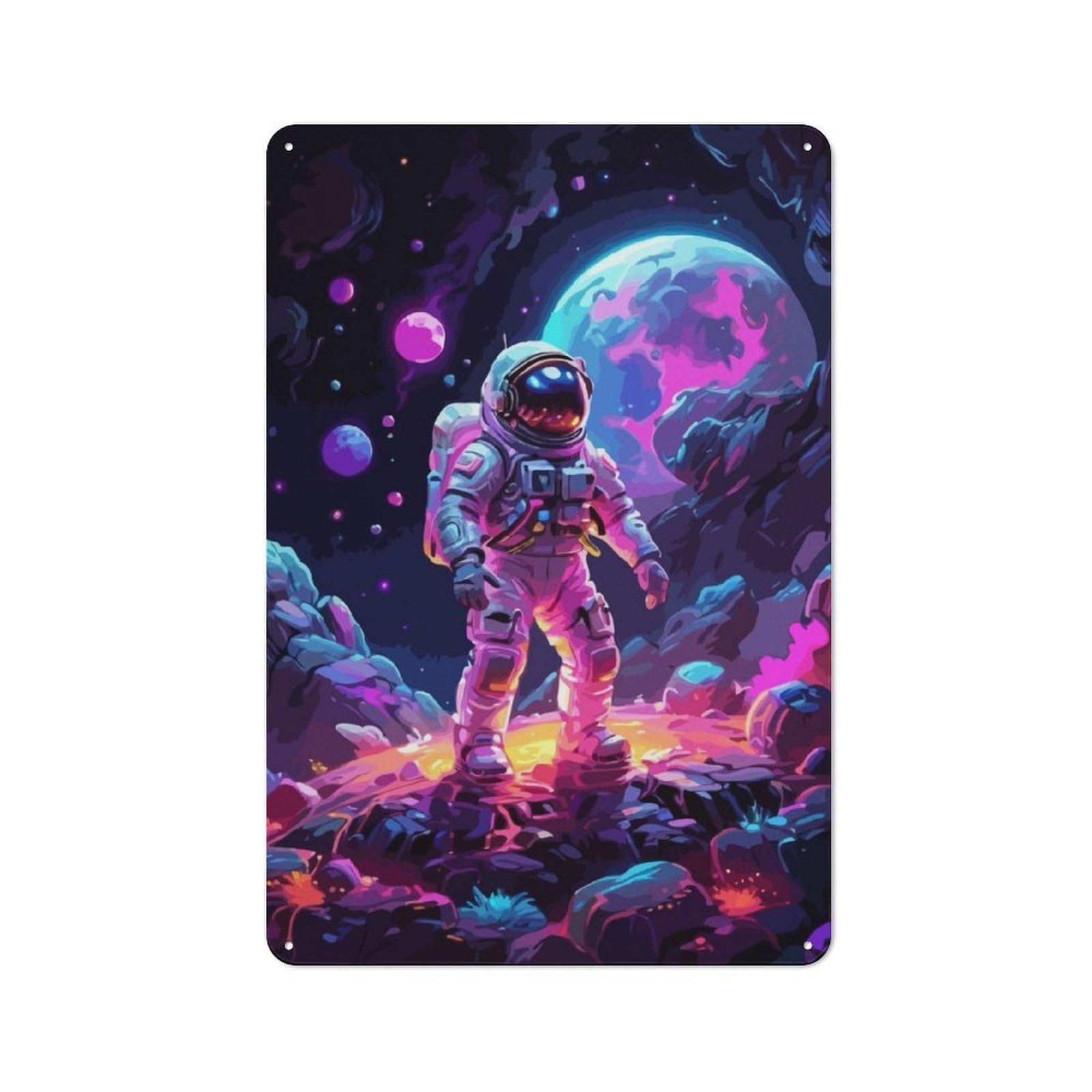 Junmoney Astronaut Explore Planet Vintage Metal Sign 30X20cm For Man Cave Or Games Room, For Kitchen, Dining Room And Home Bar Wall Decor
