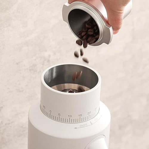 Miniatura 5 de T64 Molinillo de café de dosificación única Hogar 2.520 in Rebabas planas Molinillo de café (blanco)