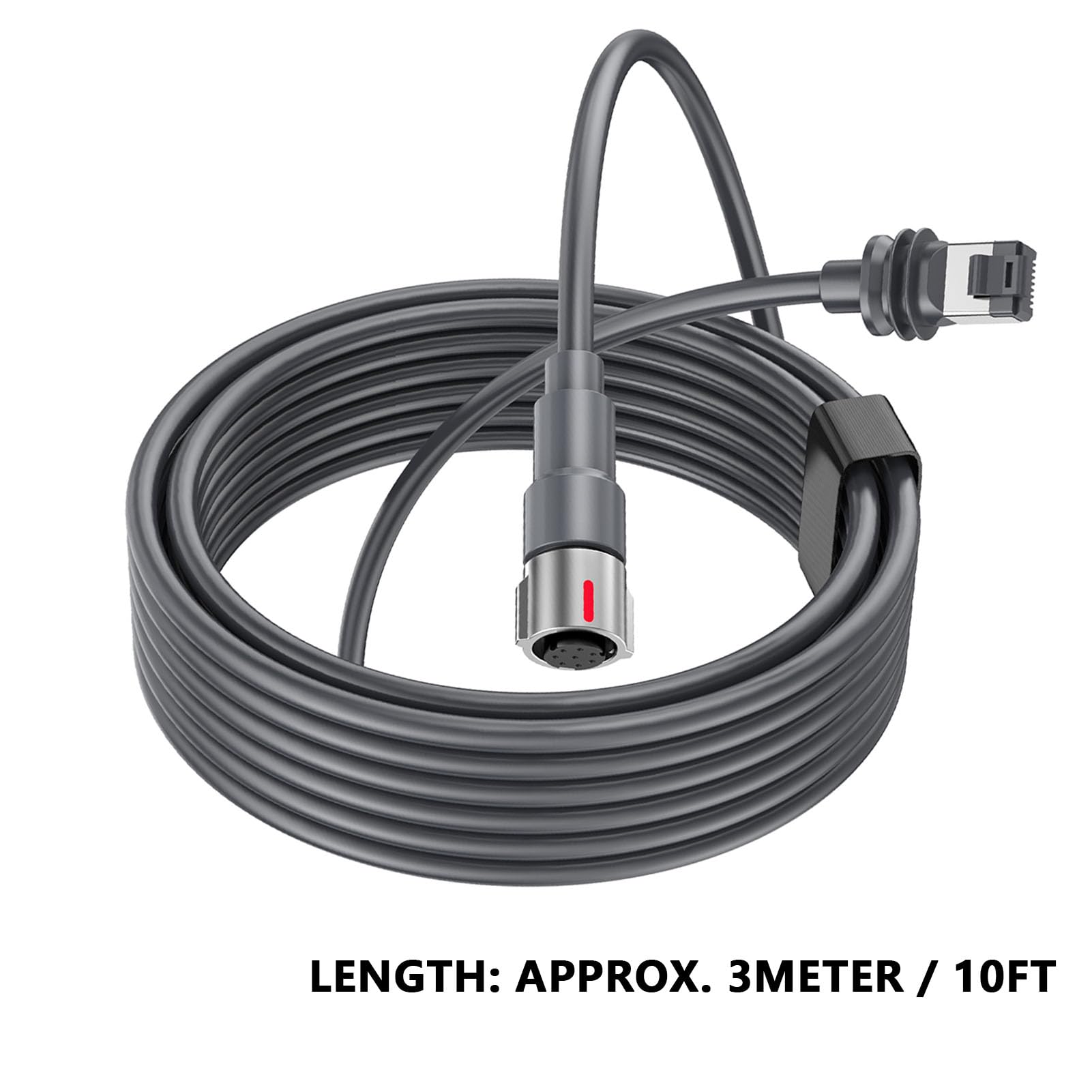 lyrlody Przedłużacz Ethernet, Gumowy Kabel Miedziany o Stopniu Ochrony IP68, długość 10 Stóp do Konfiguracji Anteny Gen 3 i źródła Zasilania