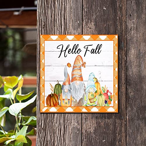 Décoration murale rustique Hello Fall plaque bois salon chambre 35cm
