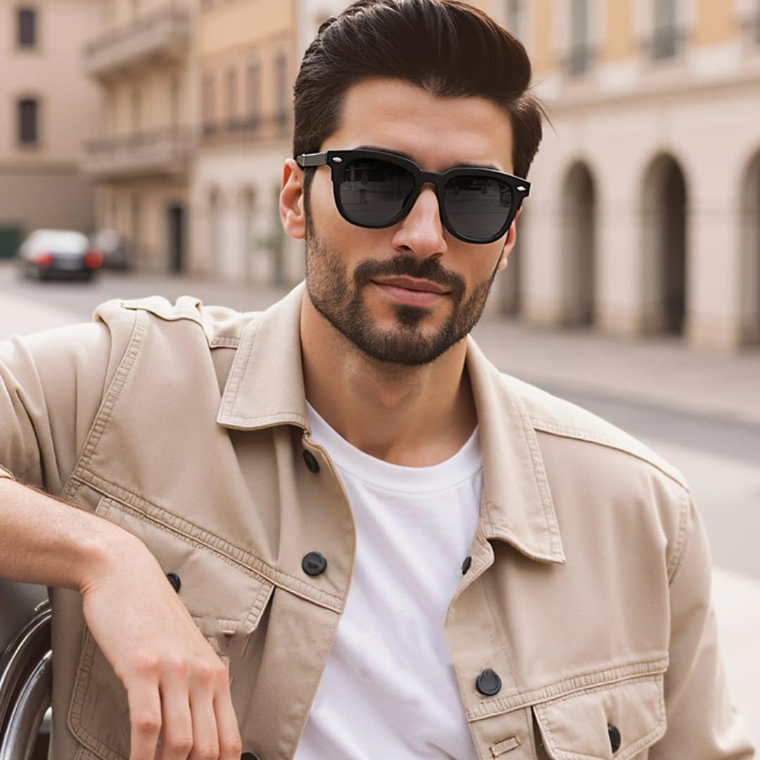 Eleganti occhiali da sole magnetici per esterni con protezione solare UV400, stile street style.