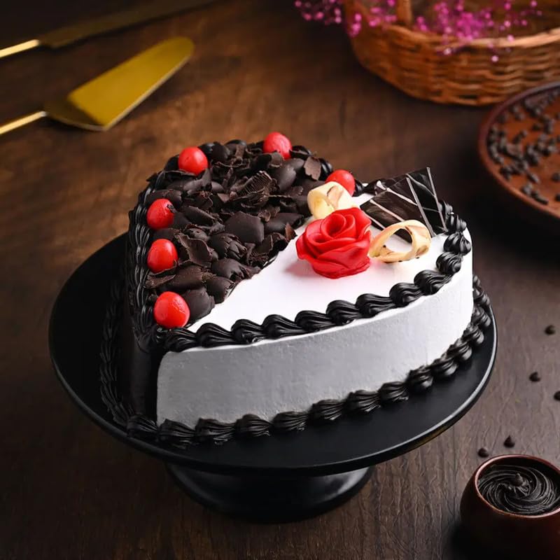 Bakingo Delicious Silky Smooth Fresh Heart Shape Chocolate Vanilla Eggless Cake For Birthday Cake, Anniversary Cake, Valentine's Day Cake, Romantic Occasions Cake (Same Day Delivery) (0.5Kg)-image-32