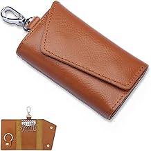 KSJEHW Portachiavi in Pelle, Raccoglitore Chiave multifunzione,Borse universali per auto portachiavi per uomo donna,Tasche e Ganci, portafoglio portachiavi Impermeabile(marrone)