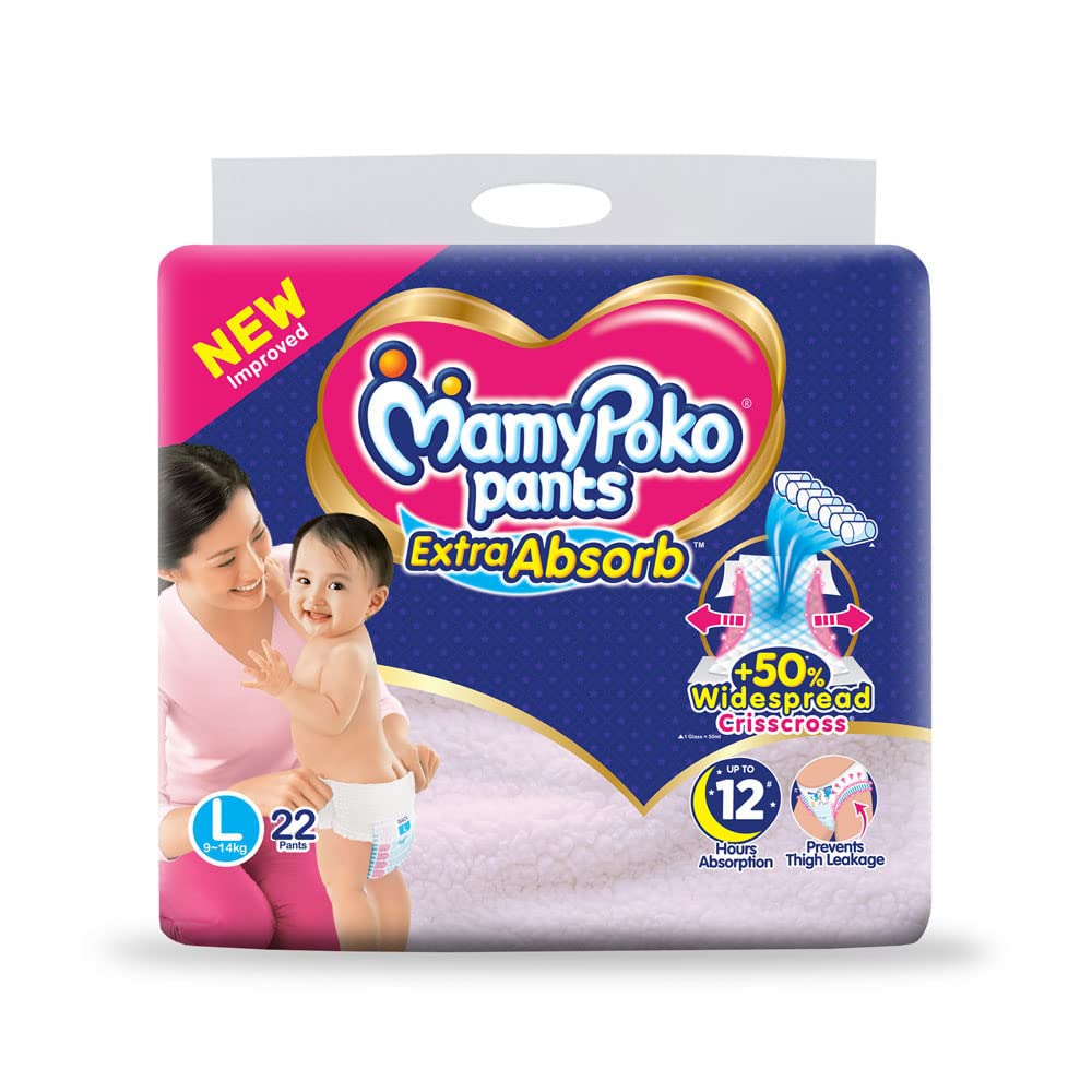 MamyPoko Pants Extra Absorb Diaper, Size L22, 9-14 Kg (22 Counts)