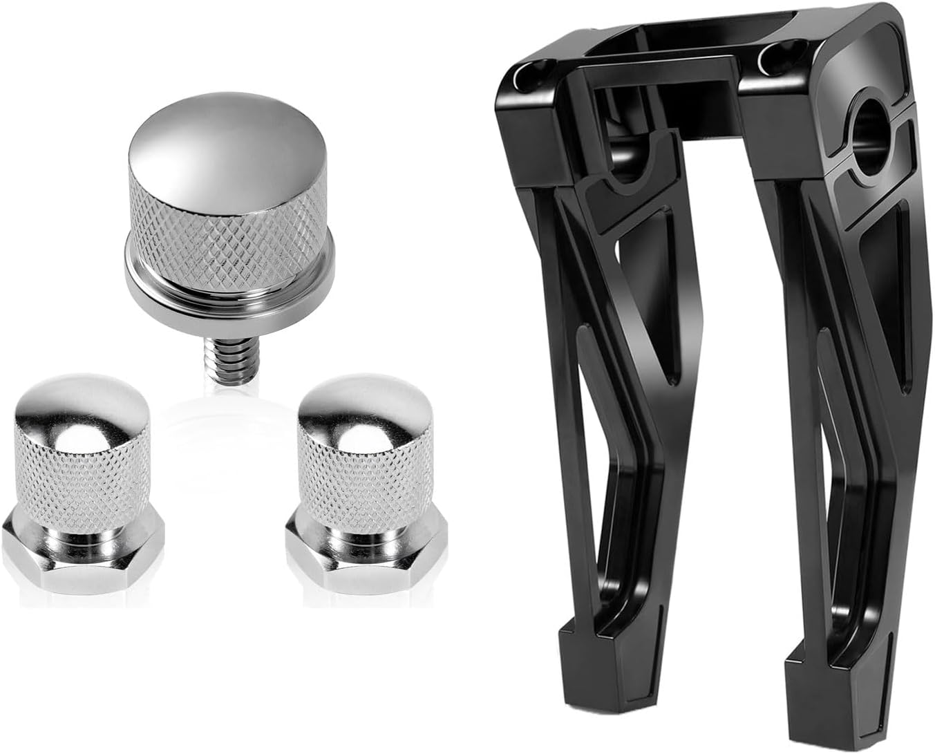 8" Tall Pullback Handlebar Risers & 3PCS Stainless Knurled Fender Rear Seat Bolt Screw for Harley M8 Softail Street Bob Low Rider ST Standard 2018-2025