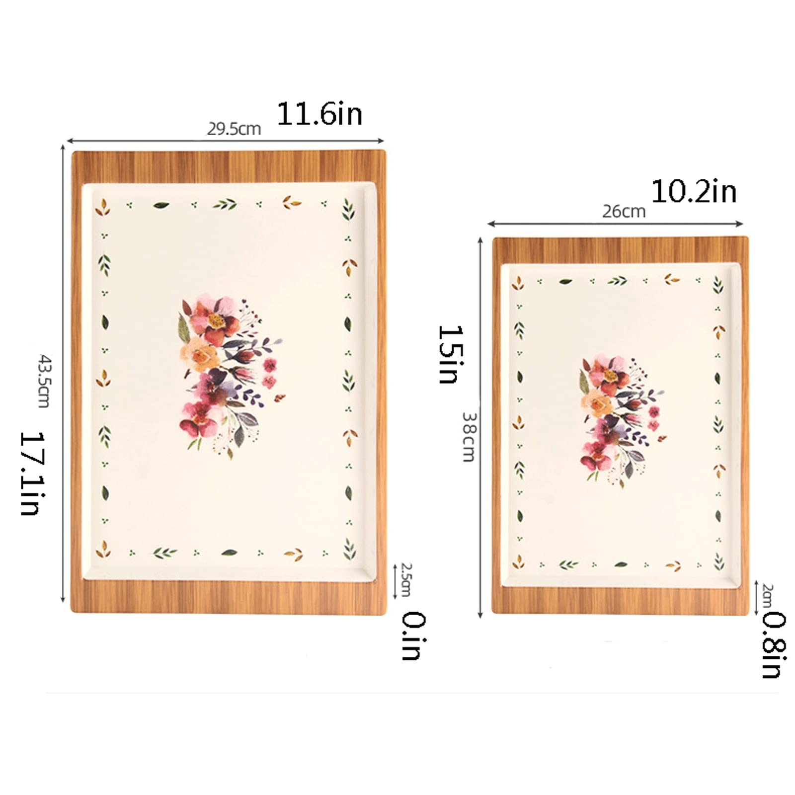Bandeja para Servir Bandeja de Servir Bandeja Rectangular con Bandeja de Patrones Florales Bandeja Multiusos for el hogar Bandejas para Servir