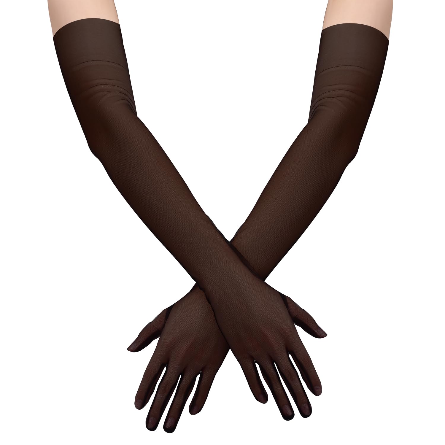 Guantes Largos De Satén Sin Dedos Para Mujer - Pack De 2 Pares, 35 Cm, Color Negro, Ideal Para Bodas Y Fiestas