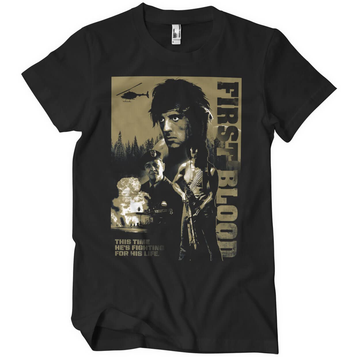 Rambo Officially Licensed First Blood Mens T-Shirt (Black), Medium
