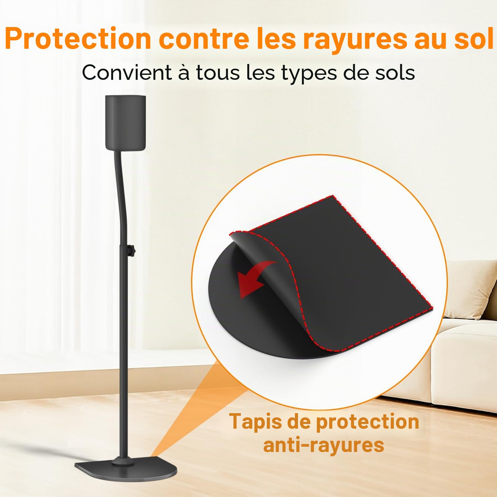 Paire de Supports Surround universels Extensibles en Hauteur de 33" à 42" - Supports d'enceintes arrière pour la Plupart des Petits Supports d'enceintes Surround Satellites LG, Vizio, Sony, Samsung.